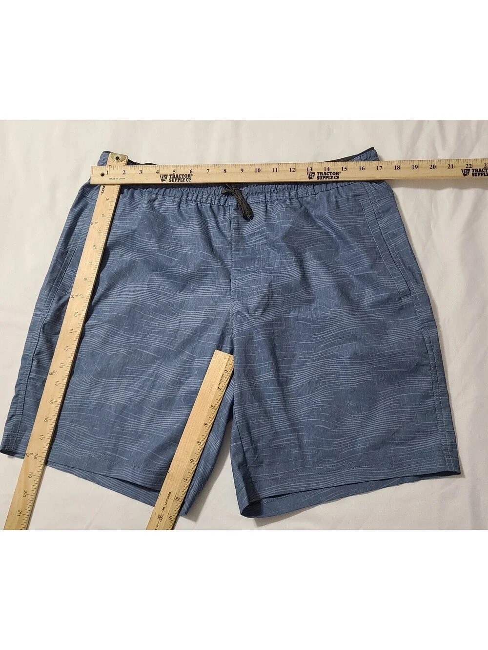 Kuhl Getaway Shorts Mens Sz Large Oceanview Wave Blue Hemp Blend Quick Dry Beach
